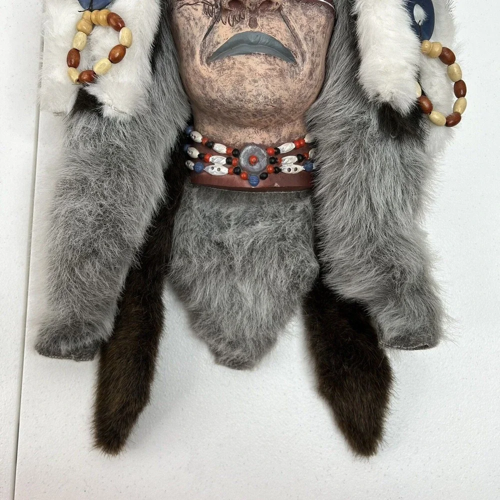 Native American Spirit Mask Bird of Prey Wall Hanging Hand Painted And Unsigned